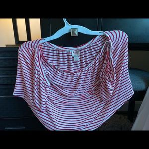 4th of July crop top off shoulder shirt